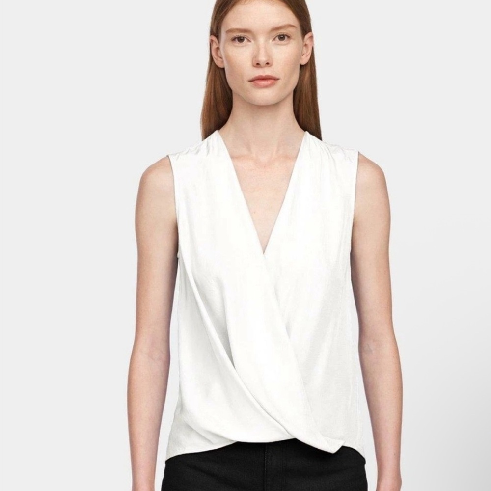 RAG & BONE 100% SILK CREAM WRAP BLOUSE SMALL - Picture 5 of 7